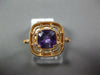 ESTATE .83CT DIAMOND & AAA AMETHYST 18K ROSE GOLD SQUARE CUSHION ETOILE FUN RING