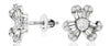 .94CT DIAMOND 14KT WHITE GOLD 3D ROUND & BAGUETTE FLOWER FUN SCREWBACK EARRINGS