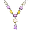 LARGE 55.24CT DIAMOND & AAA MULTI COLOR SAPPHIRE 18KT WHITE GOLD LARIAT NECKLACE