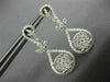ESTATE LARGE 1.63CT DIAMOND 18KT WHITE GOLD 3D TEAR DROP LEAF HANGING EARRINGS