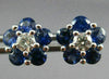 ESTATE 1.76CT DIAMOND & AAA SAPPHIRE 18KT WHITE GOLD 3D CLUSTER FLOWER EARRINGS