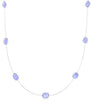 LONG 21.84CT AAA TANZANITE 18KT WHITE GOLD MULTI SHAPE BY THE YARD LOVE NECKLACE