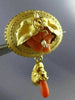 ANTIQUE LARGE AAA CORAL 14KT YELLOW GOLD 3D HANDCRAFTED FLOWER BROOCH PIN #26474