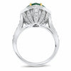 LARGE 5.40CT DIAMOND & AAA EMERALD 18K 2 TONE GOLD 3D PEAR SHAPE ENGAGEMENT RING