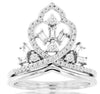ESTATE .43CT DIAMOND 14KT WHITE GOLD ROUND & BAGUETTE OPEN FILIGREE CROWN RING