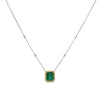 6.60CT DIAMOND & AAA EMERALD 18KT 2 TONE GOLD EMERALD CUT & ROUND BEZEL NECKLACE