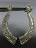 LARGE 2.82CT DIAMOND 18KT WHITE GOLD CLASSIC SQUARE SEMI MOON HANGING EARRINGS