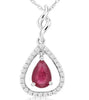 .53CT DIAMOND & AAA RUBY 14KT WHITE GOLD 3D PEAR SHAPE & ROUND TEAR DROP PENDANT