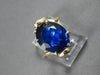 ESTATE AAA SAPPHIRE 14K YELLOW GOLD 3D CLASSIC OVAL FUN LOVE RING #27850