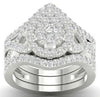 1.75CT DIAMOND 14K WHITE GOLD ROUND PEAR SHAPE HALO CLUSTER ANNIVERSARY RING SET