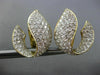 ESTATE EXTRA LARGE 5.39CT DIAMOND 18KT 2 TONE GOLD LEAF CLIP ON EARRINGS #26172