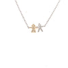 ESTATE .27CT DIAMOND 18KT WHITE GOLD 3D MALE & FEMALE DANCING LOVE NECKLACE