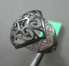 ESTATE LARGE .29CT DIAMOND 18KT WHITE & BLACK GOLD OPEN FILIGREE MATTE FUN RING