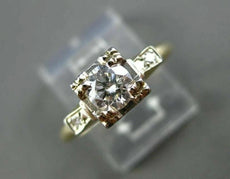 ANTIQUE .57CT DIAMOND 14KT TWO TONE GOLD FILIGREE FISHTAIL ENGAGEMENT RING #9122