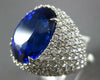 ESTATE EXTRA LARGE 15.0CT DIAMOND & AAA TANZANITE 18KT WHITE GOLD OVAL PAVE RING