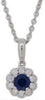 ESTATE .44CT DIAMOND & AAA SAPPHIRE 14KT WHITE GOLD 3D FLOWER FLOATING PENDANT