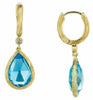 8.53CT DIAMOND & AAA BLUE TOPAZ 14KT YELLOW GOLD 3D TEAR DROP HANGING EARRINGS