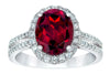 3.57CT DIAMOND & AAA RHODOLITE 14K WHITE GOLD OVAL & ROUND CLASSIC HALO FUN RING