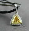 ESTATE LARGE 1.19CT WHITE & FANCY YELLOW DIAMOND 18K 2 TONE GOLD 3D HALO PENDANT