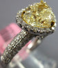 ESTATE LARGE 2.71CT WHITE & FANCY YELLOW DIAMOND 18K 2 TONE GOLD ENGAGEMENT RING