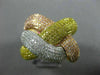 EXTRA LARGE 2.18CT MULTI COLOR DIAMOND 18KT TRI COLOR GOLD 3D CRISS CROSS RING