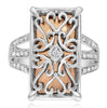 LARGE .19CT DIAMOND 14K ROSE & WHITE GOLD 3D MULTI HEART OPEN FILIGREE LOVE RING