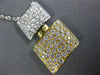 ESTATE LARGE .88CT DIAMOND 18KT WHITE & YELLOW GOLD 3D DOUBLE SQUARE FUN PENDANT