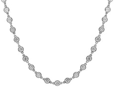 9.35CT DIAMOND 18K WHITE GOLD ROUND BY THE YARD COMPACT ETERNITY TENNIS NECKLACE