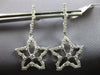 ESTATE LARGE 1.0CT DIAMOND 14KT WHITE GOLD 3D STAR SNOWFLAKE HANGING EARRINGS