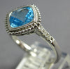 ESTATE 1.62CT DIAMOND & AAA BLUE TOPAZ 14KT WHITE GOLD GEOMETRICAL FILIGREE RING