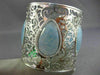 ESTATE LARGE 19.70CT DIAMOND & AAA AQUAMARINE 18KT WHITE GOLD 3D BANGLE BRACELET