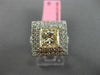 ESTATE LARGE GIA 3.86CT WHITE FANCY YELLOW DIAMOND 18K GOLD HALO ENGAGEMENT RING