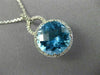 ESTATE LARGE 6.60CT DIAMOND & BLUE TOPAZ 14KT WHITE GOLD HALO ROUND HALO PENDANT