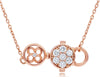 ESTATE .60CT DIAMOND 18KT ROSE GOLD 3D DOUBLE FLOWER LOVE KNOT FUN NECKLACE