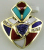 ESTATE .51CT DIAMOND & MULTI GEM 14KT YELLOW GOLD MULTI SHAPE FLOATING PENDANT