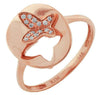 ESTATE WIDE  0.08CT DIAMOND 14KT ROSE GOLD 3D BUTTERFLY FUN LOVE RING
