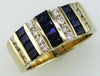 WIDE 1.70CT DIAMOND & AAA SAPPHIRE 14KT YELLOW GOLD MULTI ROW ANNIVERSARY RING