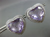 LARGE 25.55CT DIAMOND & AAA AMETHYST 14K WHITE GOLD HEART SHAPE CLIP ON EARRINGS