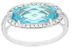 ESTATE 4.20CT DIAMOND & AAA BLUE TOPAZ 14KT WHITE GOLD 3D OVAL & ROUND FUN RING