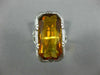 ANTIQUE LARGE 9.40CT AAA CITRINE 18KT WHITE GOLD SOLITAIRE FILIGREE RING #26609