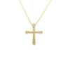 ESTATE .28CT DIAMOND 18KT YELLOW GOLD 3D CLASSIC 3 ROW CROSS FLOATING PENDANT