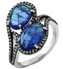 WIDE 4.61CT DIAMOND & TANZANITE 18KT WHITE & BLACK GOLD 3D OVAL CRISS CROSS RING