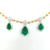 LARGE 24.09CT DIAMOND & AAA EMERALD 18KT YELLOW GOLD TRAPEZOID & ROUND NECKLACE