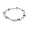 LARGE 7.69CT DIAMOND & AAA SAPPHIRE 18KT WHITE GOLD 3D OVAL HALO TENNIS BRACELET