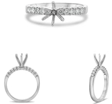 .27CT DIAMOND 14KT WHITE GOLD 3D ROUND SEMI ETERNITY SEMI MOUNT ENGAGEMENT RING