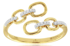 ESTATE .06CT DIAMOND 14KT 2 TONE GOLD ROUND OVAL LOVE KNOT CRISS CROSS FUN RING