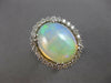 EXTRA LARGE 9.41CT DIAMOND & AAA OPAL 14KT WHITE GOLD OVAL BALLERINA RING #27593