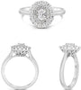 .70CT DIAMOND 18KT WHITE GOLD 3D OVAL & ROUND DOUBLE HALO FLORAL ENGAGEMENT RING