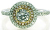 .99CT WHITE & PINK DIAMOND 18KT TRI COLOR GOLD ROUND DOUBLE HALO ENGAGEMENT RING