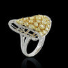 LARGE 5.96CT WHITE & FANCY YELLOW DIAMOND 18KT 2 TONE GOLD MULTI SHAPE LOVE RING